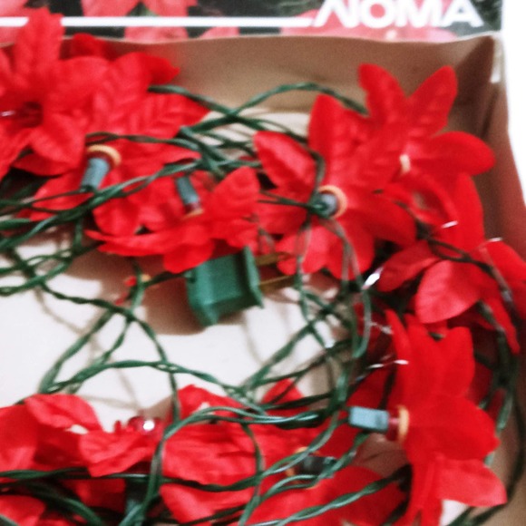 Vintage Noma Midget Lite Silk Poinsettia Set 20 Lights 34ft (hsu) - Picture 7 of 10